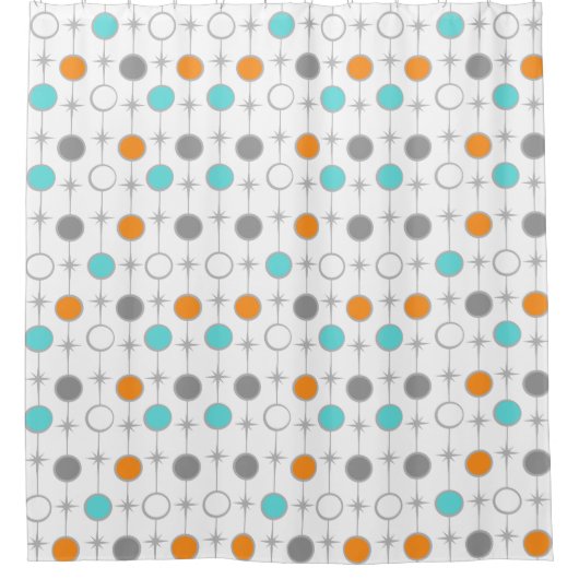 Retro Stippen en Starbursts Shower Curtain Douchegordijn (Voorkant)