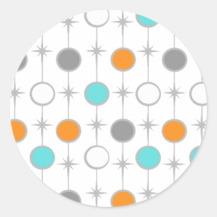 Retro-Stippen en Starbursts-stickers Ronde Sticker