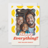 Retro Stippen Gelukkig Alles Stijlvol Leuk Foto Feestdagenkaart (Voorkant)