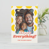 Retro Stippen Gelukkig Alles Stijlvol Leuk Foto Feestdagenkaart (Staand voorkant)