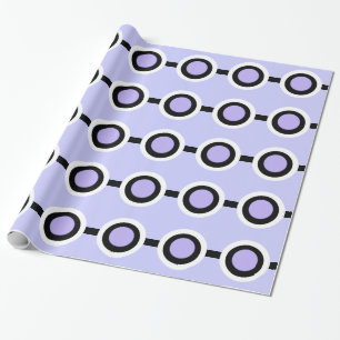 Retro stippen geometrisch paarse zwart cadeaupapier
