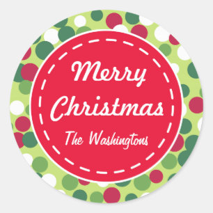 Retro Stippen Kerst Cadeautag Stickers