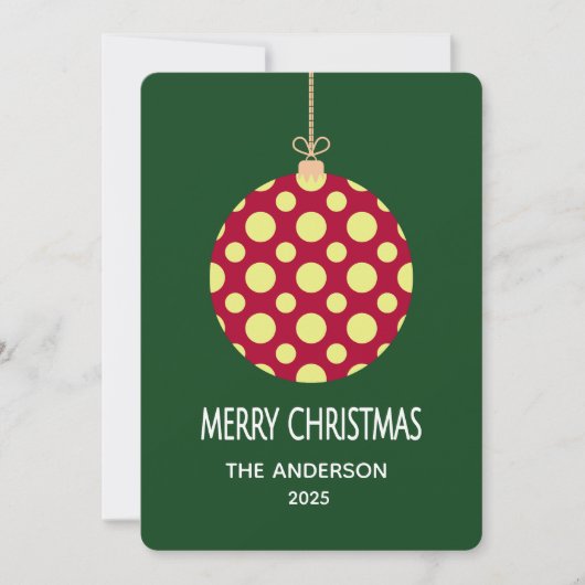 Retro Stippen Kerstbal Kerstkaart (Voorkant)