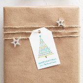 Retro Stippen Kerstboom Vrolijk kerstfeest Cadeaulabel