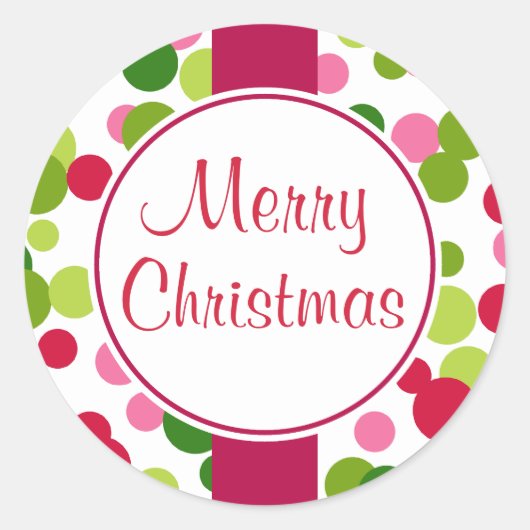Retro Stippen Kerstmis Stickers (Voorkant)