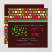 Retro Stippen nieuwe jaren Uitnodiging van één par (Voorkant / Achterkant)