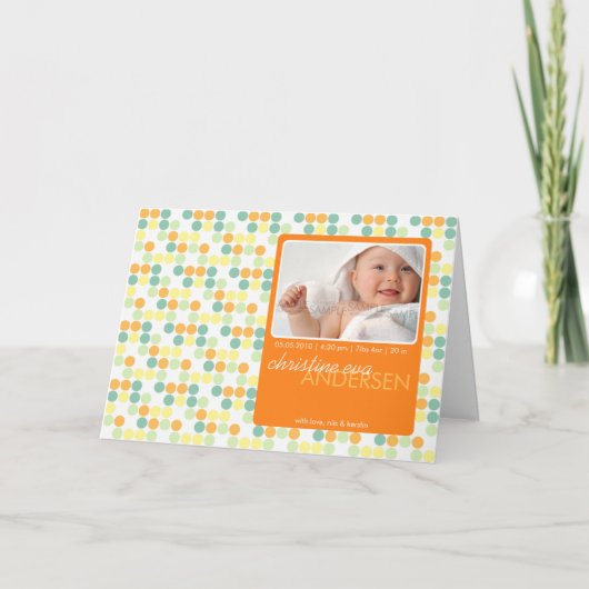 Retro Stippen Sinaasappel · Baby Aankondiging (Voorkant)