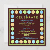 Retro Stippen & sterretjes uitnodiging van de Birt (Voorkant)