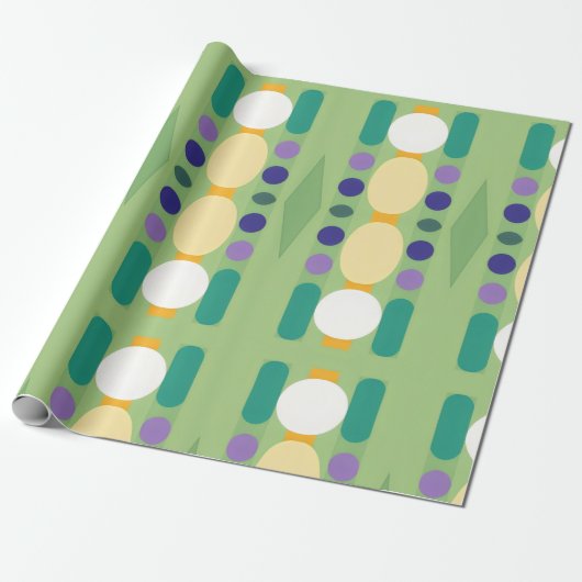Retro stippen strepen cadeaupapier (Uitgerold)