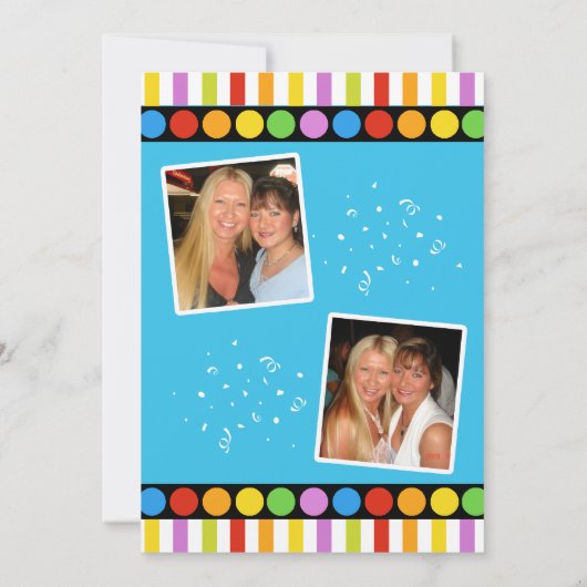 Retro Stippen & Stripes Birthday Bowling Party nod Kaart (Achterkant)