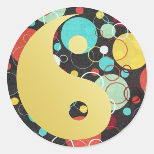 Retro Stippen Yin en Yang Sticker (Voorkant)