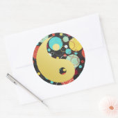 Retro Stippen Yin en Yang Sticker (Envelop)