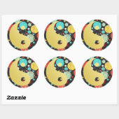 Retro Stippen Yin en Yang Sticker (Vel)