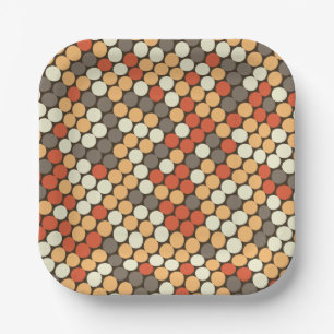 Retro stippenpatroon in oranje papieren bordje