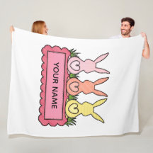 Retro Stitched Easter Bunny Trio Custom Text Banne