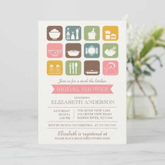 Retro Stock de Keuken Bridal Uitnodiging (Staand voorkant)