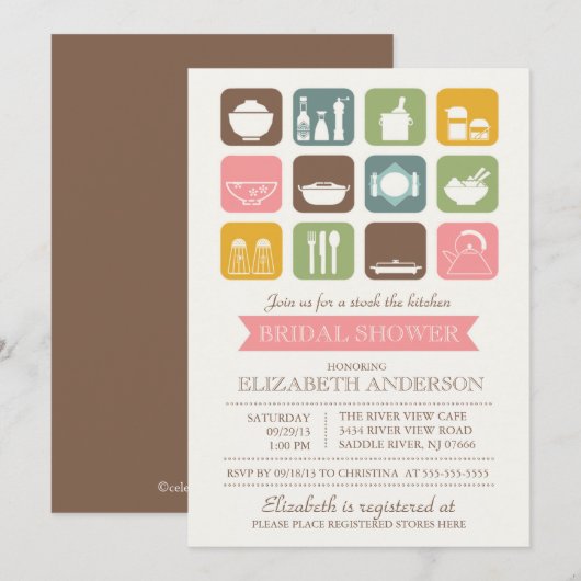 Retro Stock de Keuken Bridal Uitnodiging (Voorkant / Achterkant)