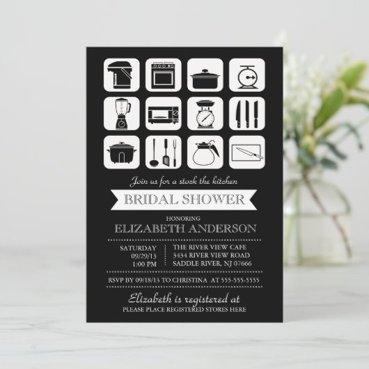 Retro Stock de Keuken Bridal Uitnodiging (Staand voorkant)