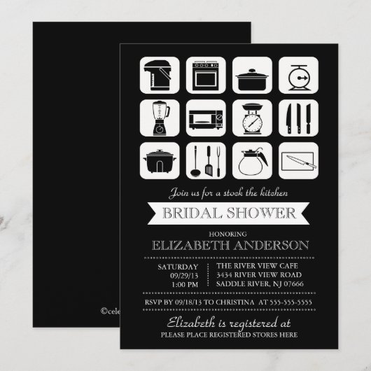 Retro Stock de Keuken Bridal Uitnodiging (Voorkant / Achterkant)