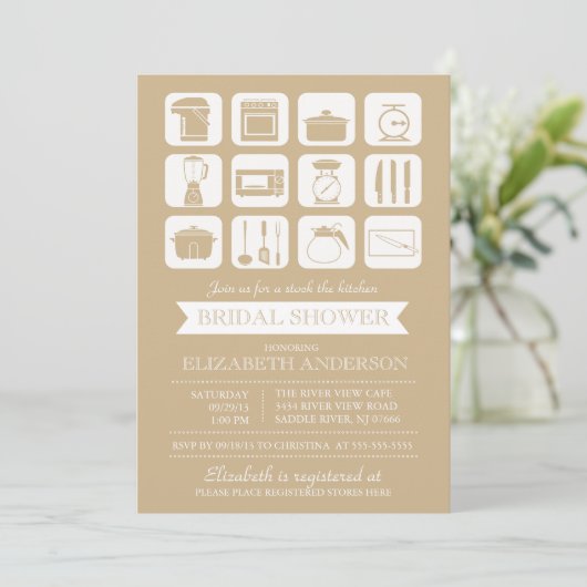 Retro Stock de Keuken Bridal Uitnodiging (Staand voorkant)
