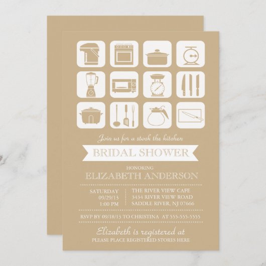 Retro Stock de Keuken Bridal Uitnodiging (Voorkant / Achterkant)