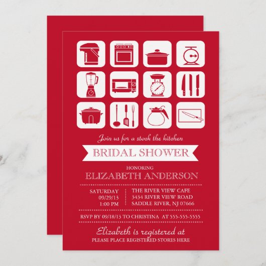 Retro Stock de Keuken Bridal Uitnodiging (Voorkant / Achterkant)