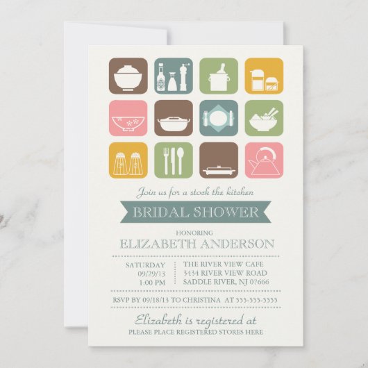 Retro Stock de Keuken Bridal Uitnodiging (Voorkant)