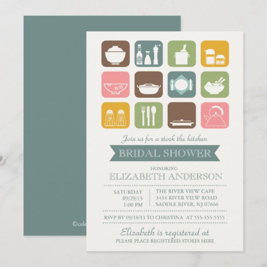 Retro Stock de Keuken Bridal Uitnodiging (Voorkant / Achterkant)