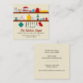 Retro Stock de Keuken Chef Vierkante Visitekaartje (Voorkant / Achterkant)