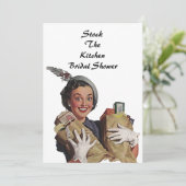 Retro Stock The Kitchen Bridal Shower-uitnodiginge Kaart (Staand voorkant)
