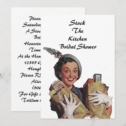 Retro Stock The Kitchen Bridal Shower-uitnodiginge Kaart (Voorkant / Achterkant)