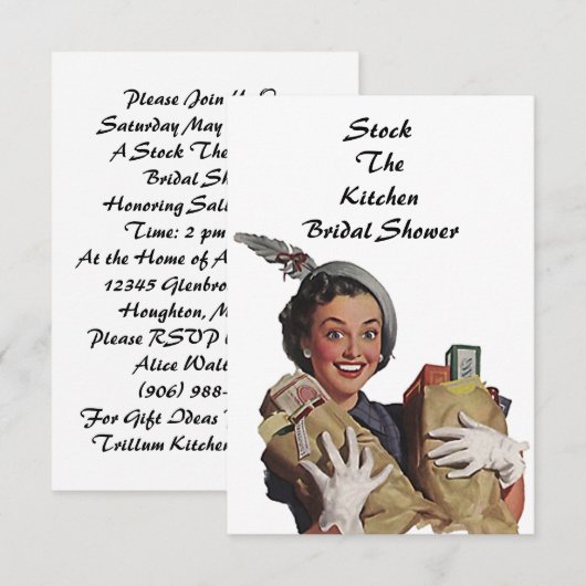 Retro Stock The Kitchen Bridal Shower-uitnodiginge Kaart (Voorkant / Achterkant)