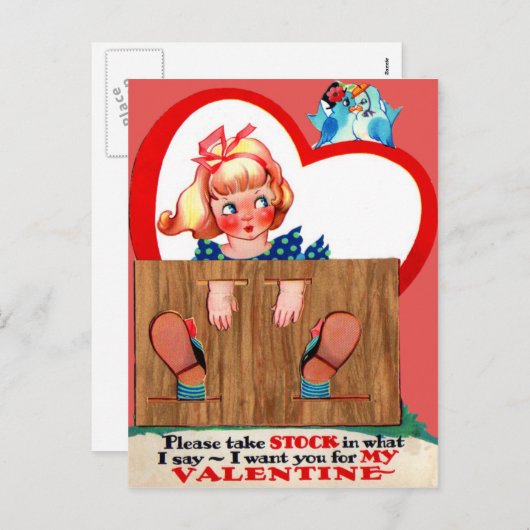  Retro Stockade Valentijn Kaart (Voorkant / Achterkant)