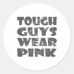 Retro stoere jongens Draag roze - borstkanker Ronde Sticker