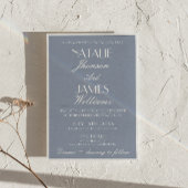 Retro Stof Blauw Oud Geld QR Code Foto Bruiloft Kaart