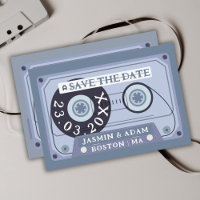 Retro Stofblauwe Cassetteband Save The Date