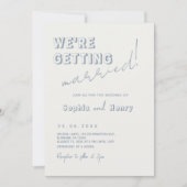 Retro stoffig blauw Fun Wavy Handgeschreven bruilo Kaart (Voorkant)