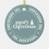 Retro stoffig blauw Kerstmis Modern Minimaal Uniek Keramisch Ornament (Voorkant)