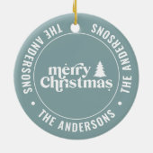 Retro stoffig blauw Kerstmis Modern Minimaal Uniek Keramisch Ornament (Achterkant)