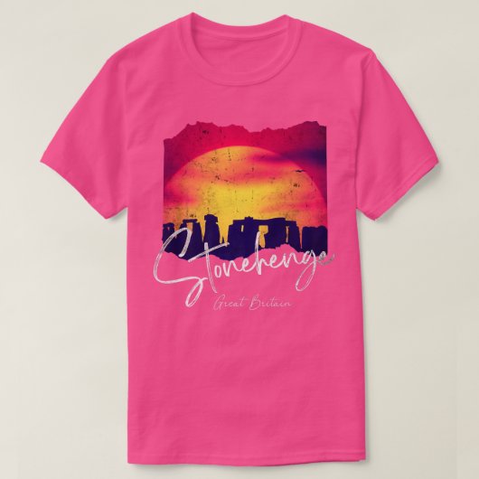 Retro Stonehenge England Souvenir - Stonehenge bij T-shirt (Design voorkant)