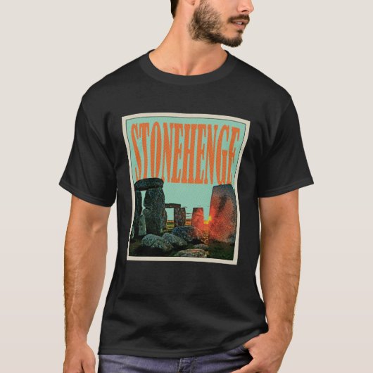 Retro Stonehenge England Souvenir T-shirt (Voorkant)