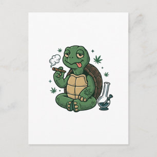 Retro Stoner Schildpad Vector T-shirt Ontwerp_1 Briefkaart