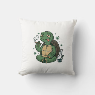 Retro Stoner Schildpad Vector T-shirt Ontwerp_1 Kussen