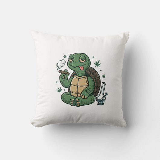 Retro Stoner Schildpad Vector T-shirt Ontwerp_1 Kussen (Voorkant)