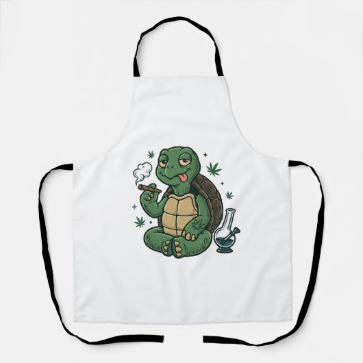 Retro Stoner Schildpad Vector T-shirt Ontwerp_1 Schort (Voorkant)