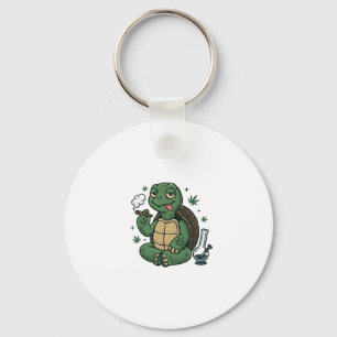 Retro Stoner Schildpad Vector T-shirt Ontwerp_1 Sleutelhanger