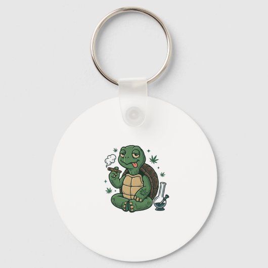 Retro Stoner Schildpad Vector T-shirt Ontwerp_1 Sleutelhanger (Voorkant)