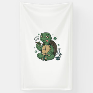 Retro Stoner Schildpad Vector T-shirt Ontwerp_1 Spandoek