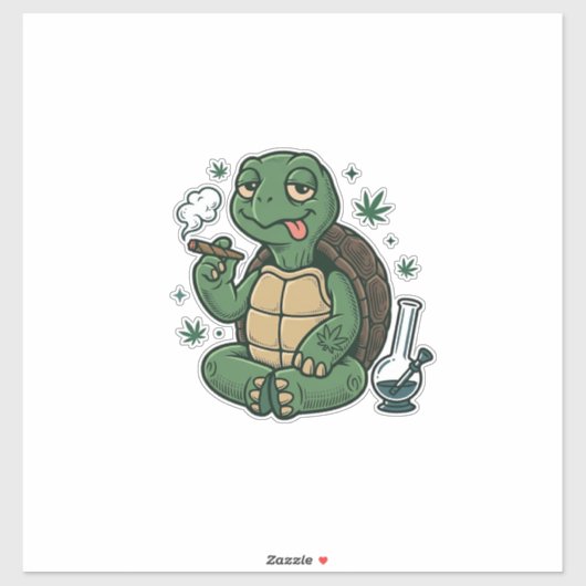 Retro Stoner Schildpad Vector T-shirt Ontwerp_1 Sticker (Vel)