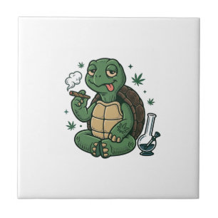 Retro Stoner Schildpad Vector T-shirt Ontwerp_1 Tegeltje